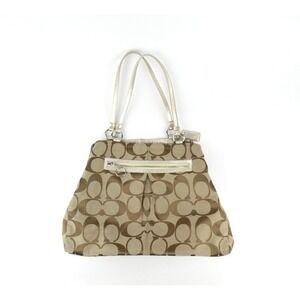Coach Signature Khaki Brown Shoulder Bag Tote F14863